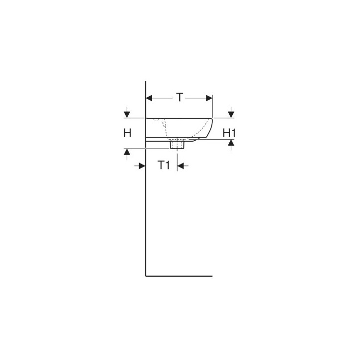 Geberit Selnova Square Waschtisch kompaktowa, B36cm, H14.5cm, T28cm, z Überlauf, mit Hahnloch