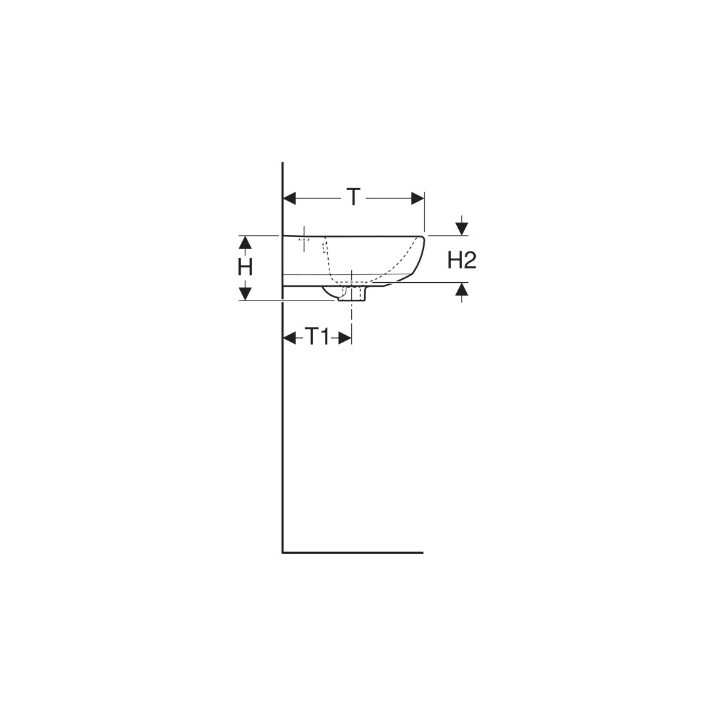 Geberit Selnova Waschtisch kompaktowa, B36cm, H15cm, T29cm, z Überlauf, mit Hahnloch