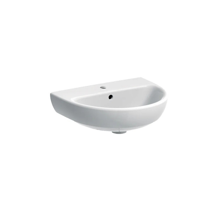 Geberit Selnova Waschtisch kompaktowa, B45cm, H17cm, T37cm, z Überlauf, mit Hahnloch