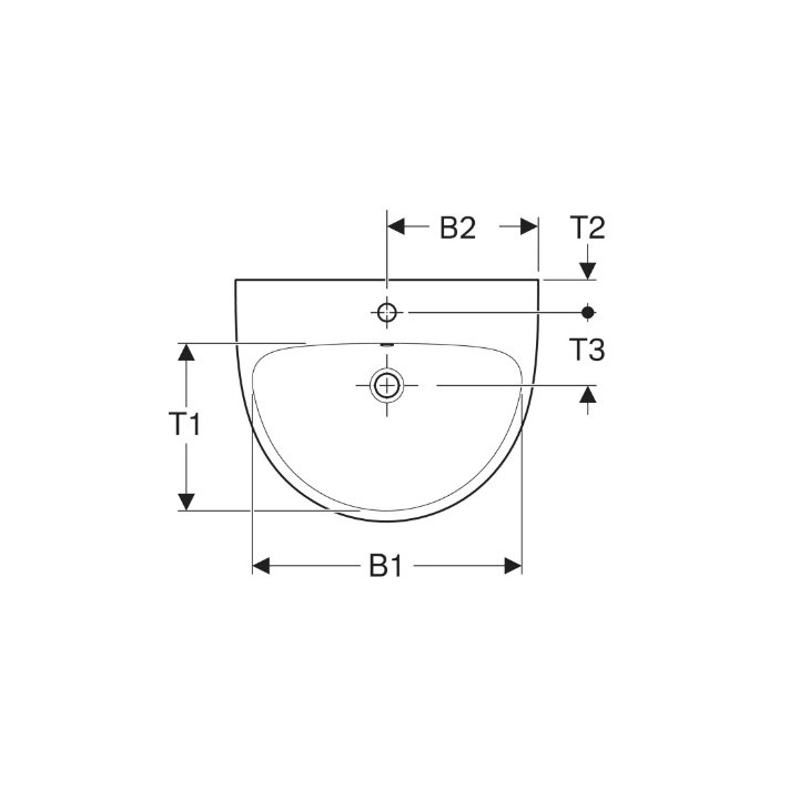 Geberit Selnova Waschtisch kompaktowa, B50cm, H18cm, T41cm, z Überlauf, ohne Hahnloch