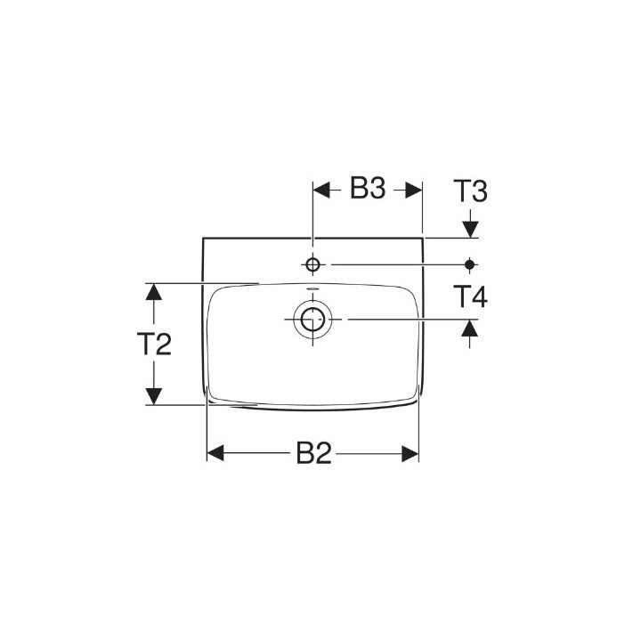 Geberit Selnova Square Waschtisch kompaktowa, B50cm, H17cm, T42cm, z Überlauf, mit Hahnloch