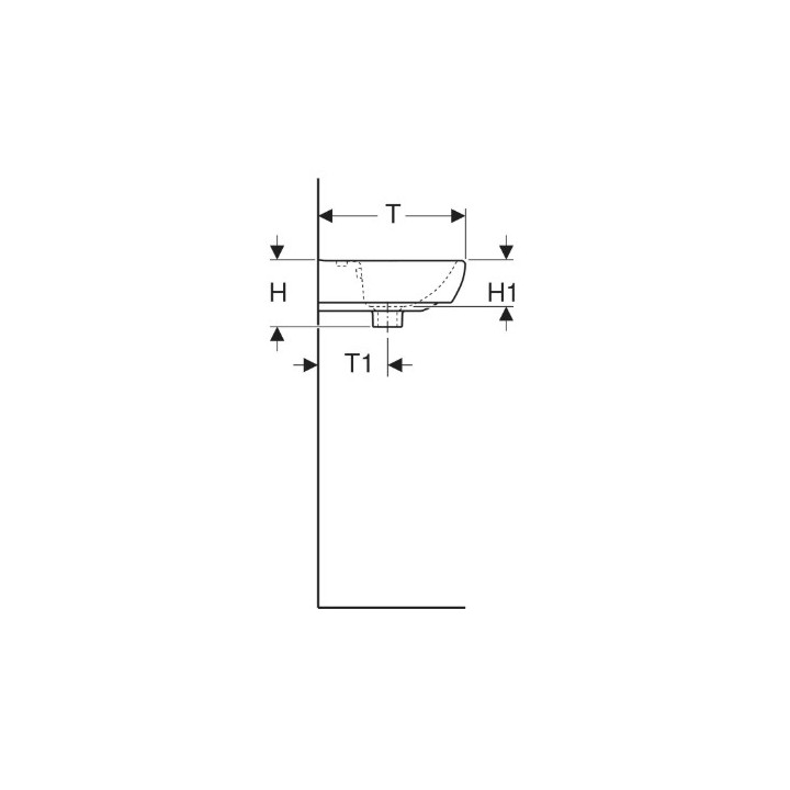 Geberit Selnova Square Waschtisch kompaktowa, B50cm, H17cm, T42cm, z Überlauf, mit Hahnloch