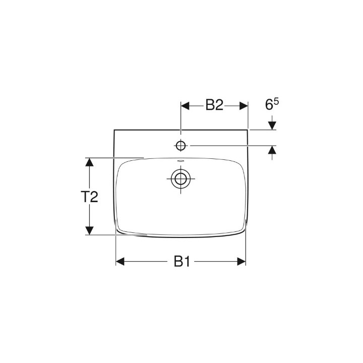 Geberit Selnova Square Waschtisch, B55cm, H17.5cm, T44cm, z Überlauf, mit Hahnloch