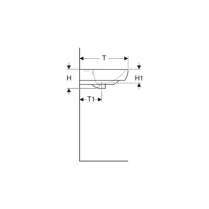 Geberit Selnova Square Waschtisch, B55cm, H17.5cm, T44cm, z Überlauf, mit Hahnloch