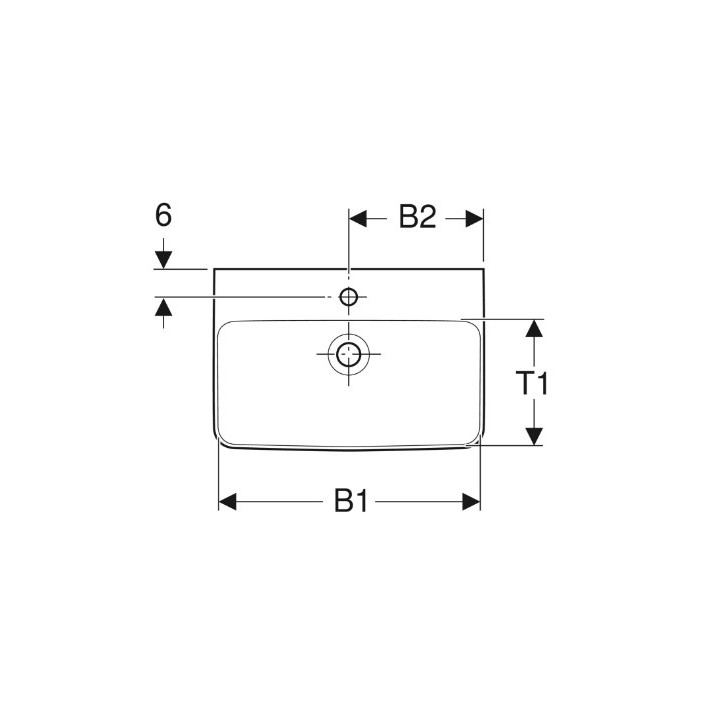 Geberit Selnova Square Waschtisch, B60cm, H18cm, T46cm, z Überlauf, mit Hahnloch