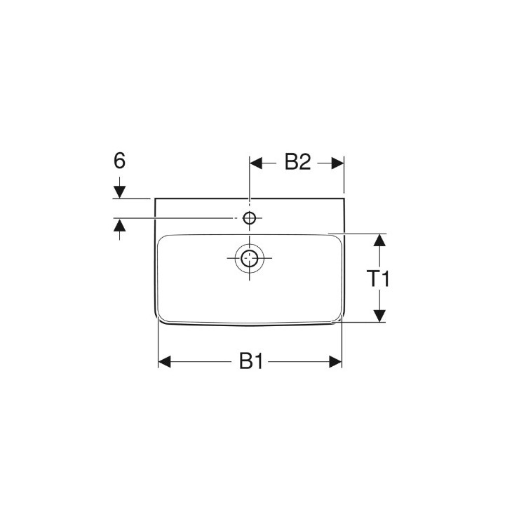 Geberit Selnova Compact Waschtisch, B65cm, H17.5cm, T40cm, z Überlauf, mit Hahnloch