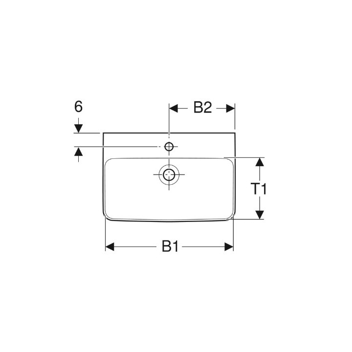 Geberit Selnova Compact Waschtisch, B65cm, H17.5cm, T40cm, z Überlauf, ohne Hahnloch