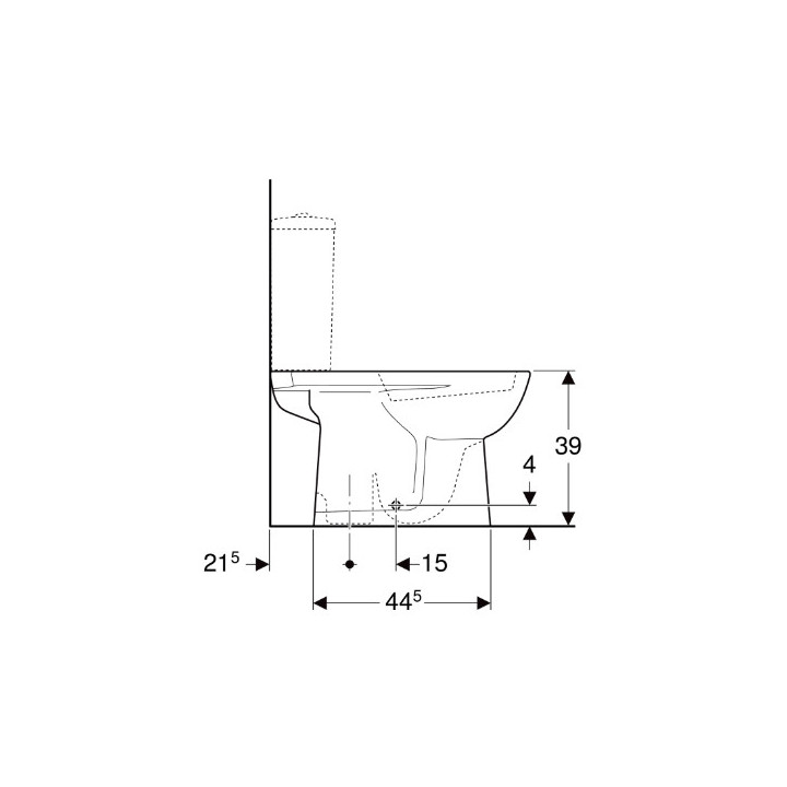 Geberit Selnova Stehend Becken WC do spłuczki nasadzanej, Tiefspül-, B35.6cm, H39cm, T66.5cm, Abfluss poziomy, Rimfree