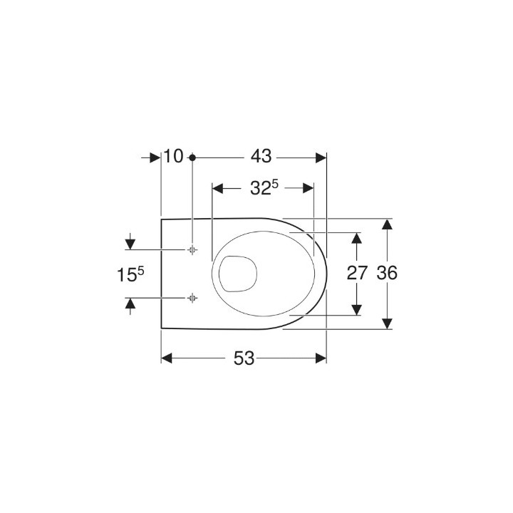 Geberit Selnova Hängend Becken WC, Tiefspül-, B35.8cm, H33.2cm, T53cm