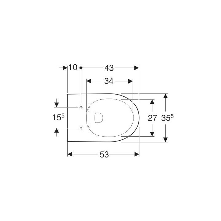 Geberit Selnova Hängend Becken WC, Tiefspül-, B35.8cm, H33.2cm, T53cm