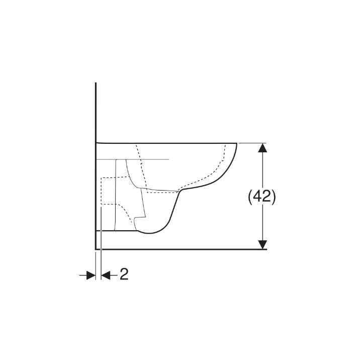 Geberit Selnova Hängend Becken WC, Tiefspül-, B35.8cm, H33.2cm, T53cm