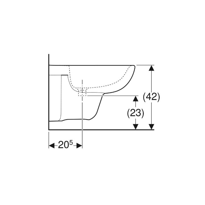 Geberit Selnova Compact Bidet hängend, B35.5cm, H34.5cm, T48cm, krótki, z Überlauf, mit Hahnloch
