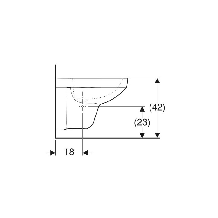 Geberit Selnova Square Bidet hängend, B35cm, H35.5cm, T53cm, z Überlauf, mit Hahnloch