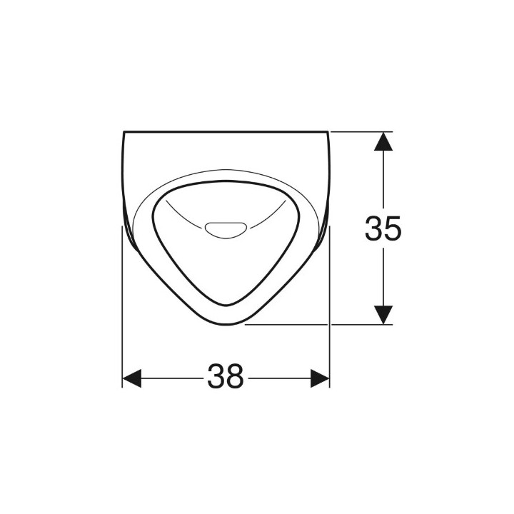 Geberit Alex Urinal, B38cm, H64.5cm, T35cm, dopływ u góry, Abfluss do tyłu