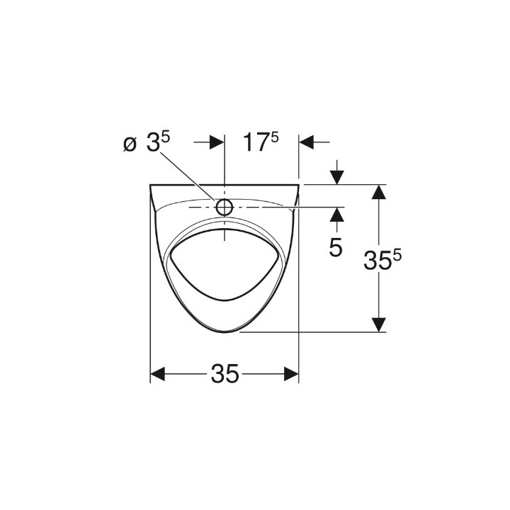 Geberit Alex Urinal, B38cm, H64.5cm, T35cm, Zulauf von hinten, Abfluss do tyłu
