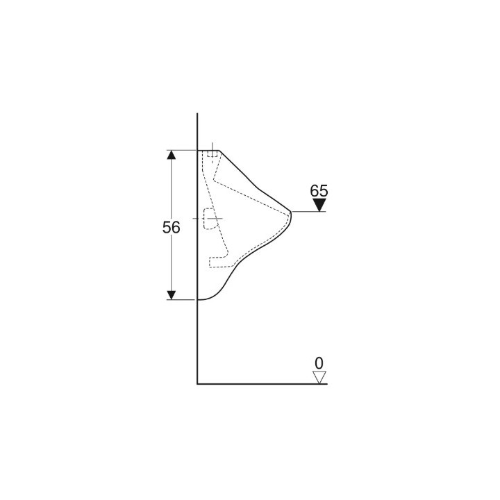 Geberit Alex Urinal, B38cm, H64.5cm, T35cm, Zulauf von hinten, Abfluss do tyłu