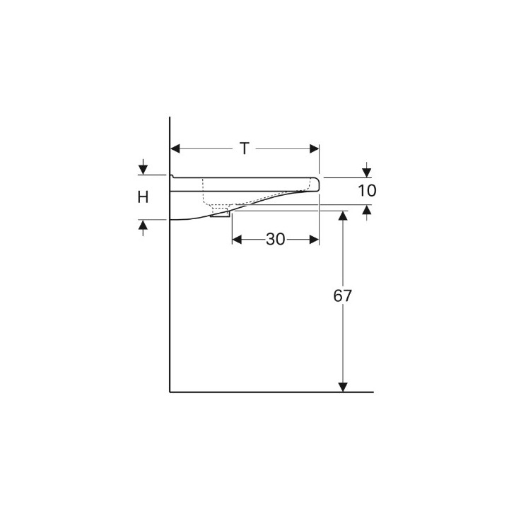 Geberit Selnova Comfort  Waschtisch, B55cm, H15.5cm, T52.5cm, ohne Überlauf, mit Hahnloch