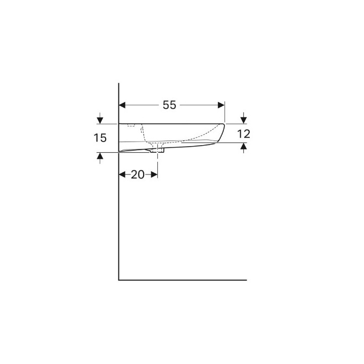 Geberit Selnova Comfort Waschtisch, 55x15x55cm, z Überlauf, mit Hahnloch