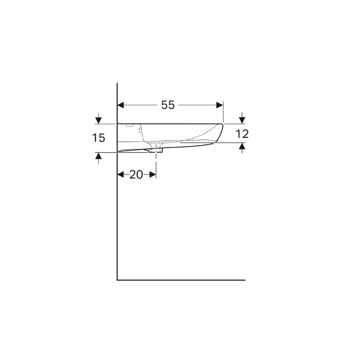 Geberit Selnova Comfort Waschtisch, 60x15x55cm, ohne Überlauf, ohne Hahnloch