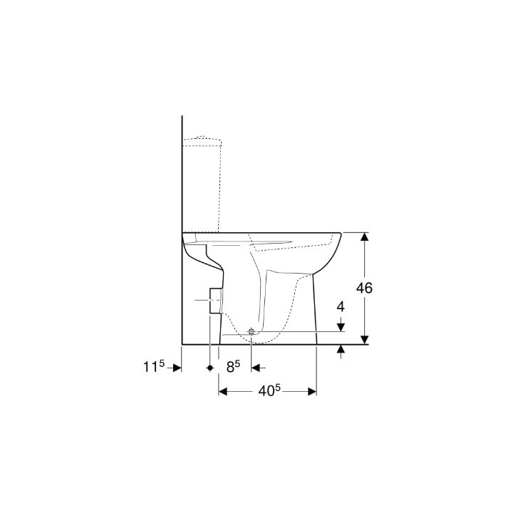 Geberit Selnova Comfort Stehend Becken WC do spłuczki nasadzanej, Tiefspül-, 36x46x67cm, podwyższona, Abfluss poziomy