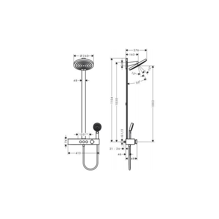 Dusch-set Hansgrohe Showerpipe Raindance Select S 240 1jet P, Armattur thermostatisch, schwarz matt