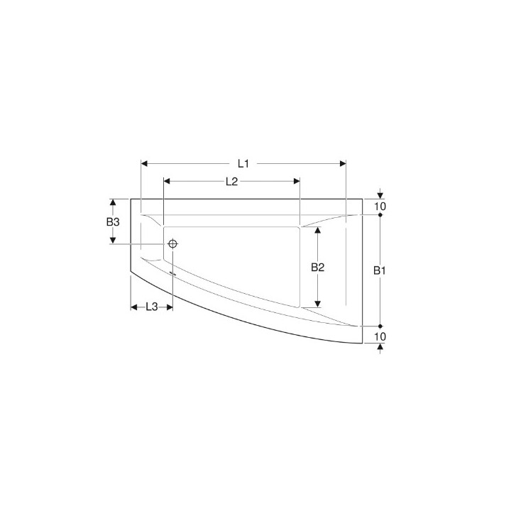 SELNOVA SQUARE asymmetrische Badewanne 160x100 cm, Abfluss z rechts strony - weiß