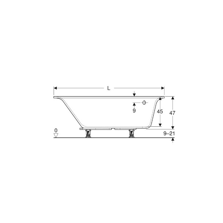 SELNOVA SQUARE asymmetrische Badewanne 170x105 cm, Abfluss von links strony - weiß
