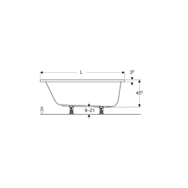 PERFECT Badewanne rechteckig 140x70 cm - weiß