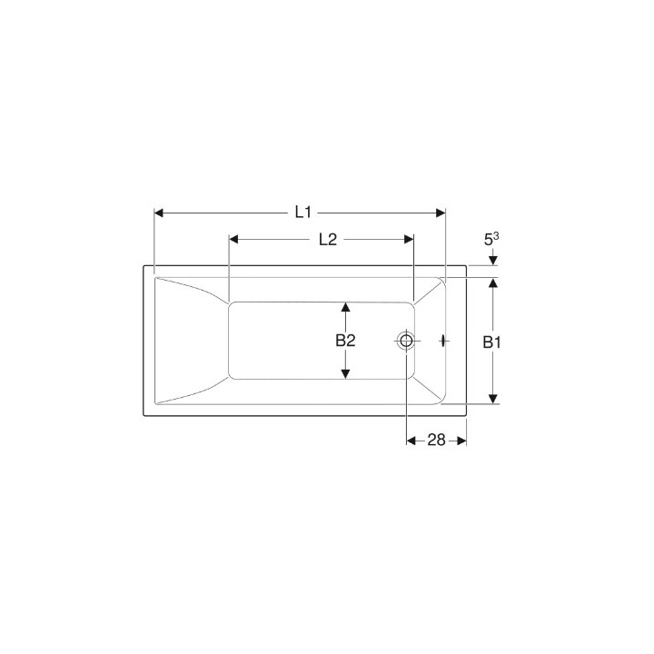 SELNOVA SQUARE Badewanne rechteckig 160x70 cm - weiß