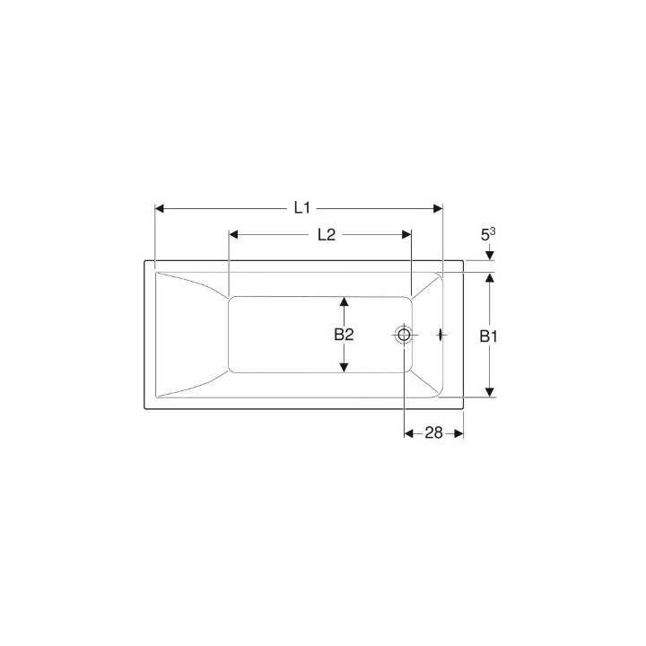 SELNOVA SQUARE Badewanne rechteckig 170x70 cm - weiß