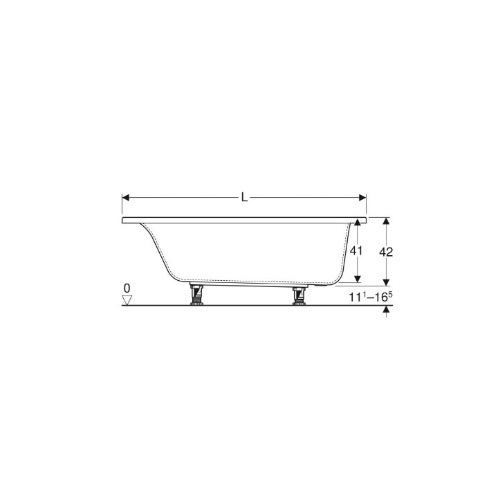 SELNOVA SQUARE Badewanne rechteckig 170x75 cm - weiß