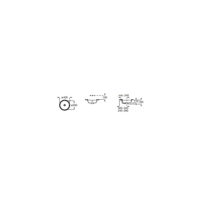 GAP Unterbauwaschtisch rund 35 cm Supraglaze®
