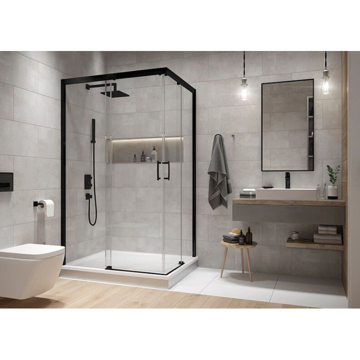 Tür Schiebe- Sanplast D2L(P)/FREEZONE 130x190 cm Profil silbern matt, grey