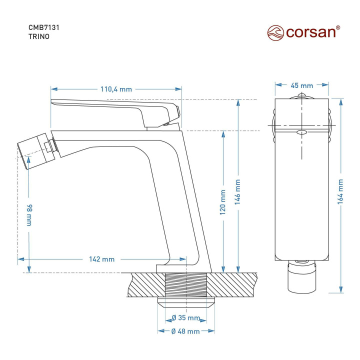 Bidetarmatur Corsan Trino schwarz