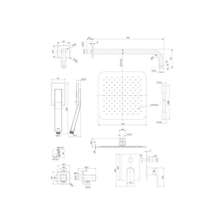 OMNIRES BARETTI Duschsystem Unterputz