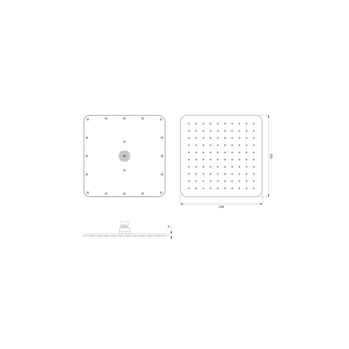 OMNIRES SLIMLINE Kopfbrause, 25 x 25 cm - Chrom / weiß