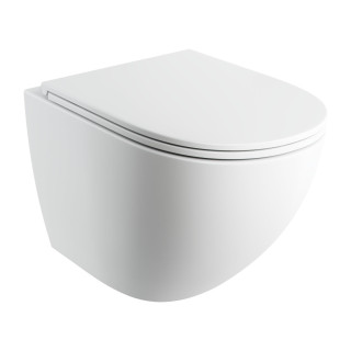 Bezkołnierzowa Becken Toiletten- hängend OMNIRES OTTAWA COMFORT mit WC-Sitz mit Softclosing, 54 x 37 cm - weiß Glanz