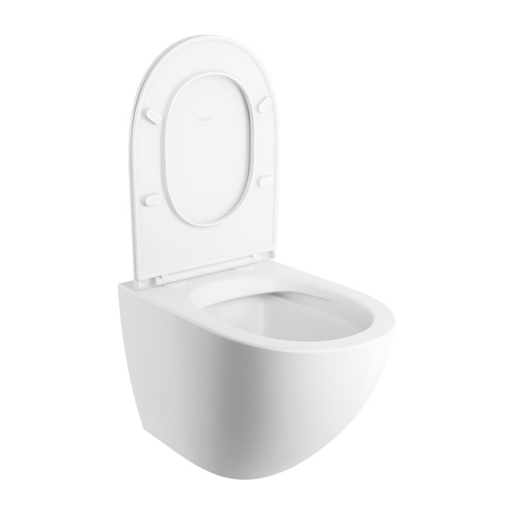 Bezkołnierzowa Becken Toiletten- hängend OMNIRES OTTAWA COMFORT mit WC-Sitz mit Softclosing, 54 x 37 cm - weiß Glanz