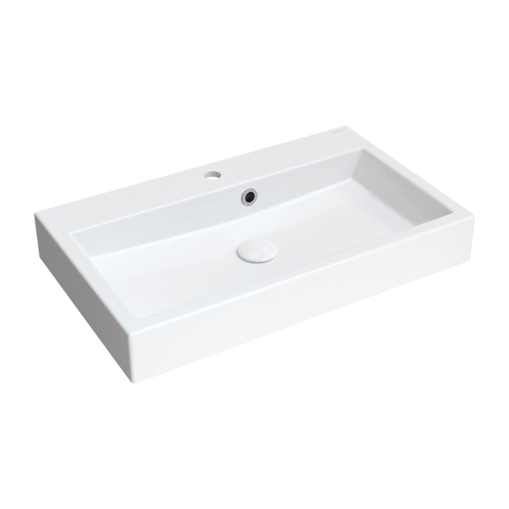 Aufsatzwaschtisch/hängend z Überlauf OMNIRES THASOS M+ , 70 x 42 cm  - weiß Glanz