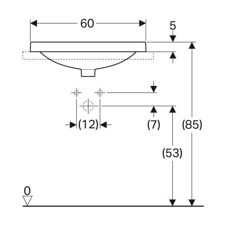 Waschtisch Geberit Variform 60x40 cm Einbau-, oval KeraTect - weiß
