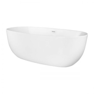 Oltens Begna Badewanne zur Wandmontage 170x75 cm Acryl- oval - weiß