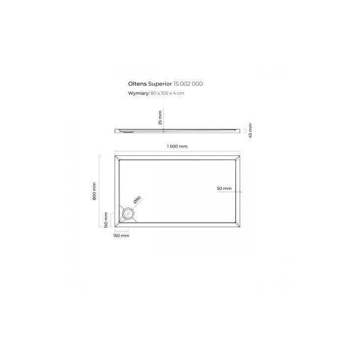 Oltens Superior Duschwanne rechteckig 120x70 cm Acryl- - weiß 