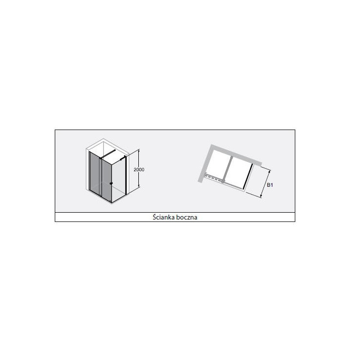 Tür Schiebe- Huppe Xtensa pure Walk-In 900 1-teilig mit Festsegment, Halterung rechts, Glas transparent Anti-Plaque, profil Blac