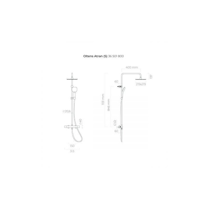 Oltens Atran Dusch-Set thermostatisch mit Kopfbrause okrągłą złotą 