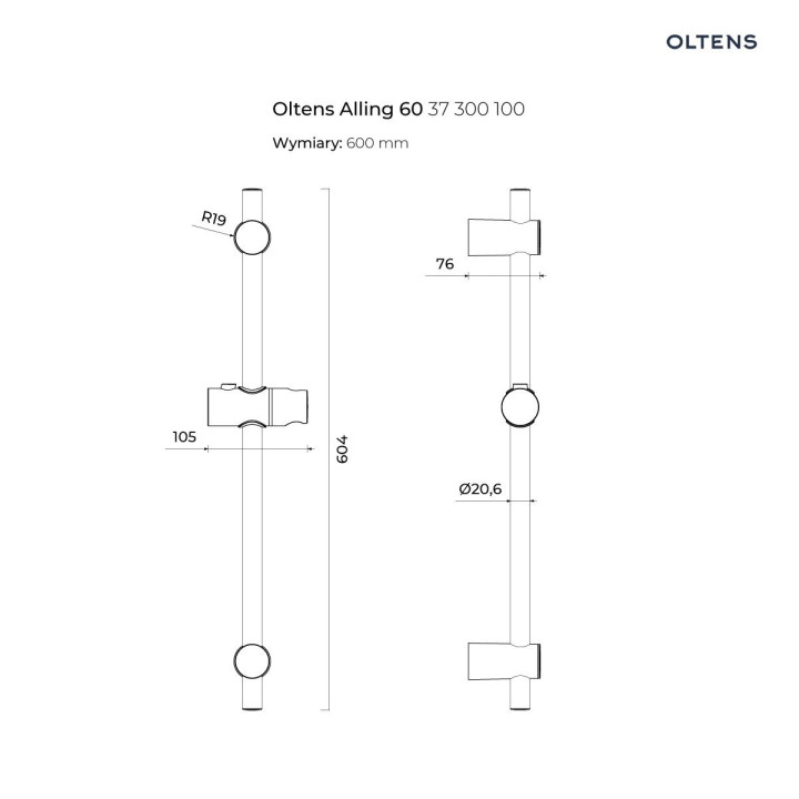Oltens Alling 60 Brausestange 60 cm - Chrom 
