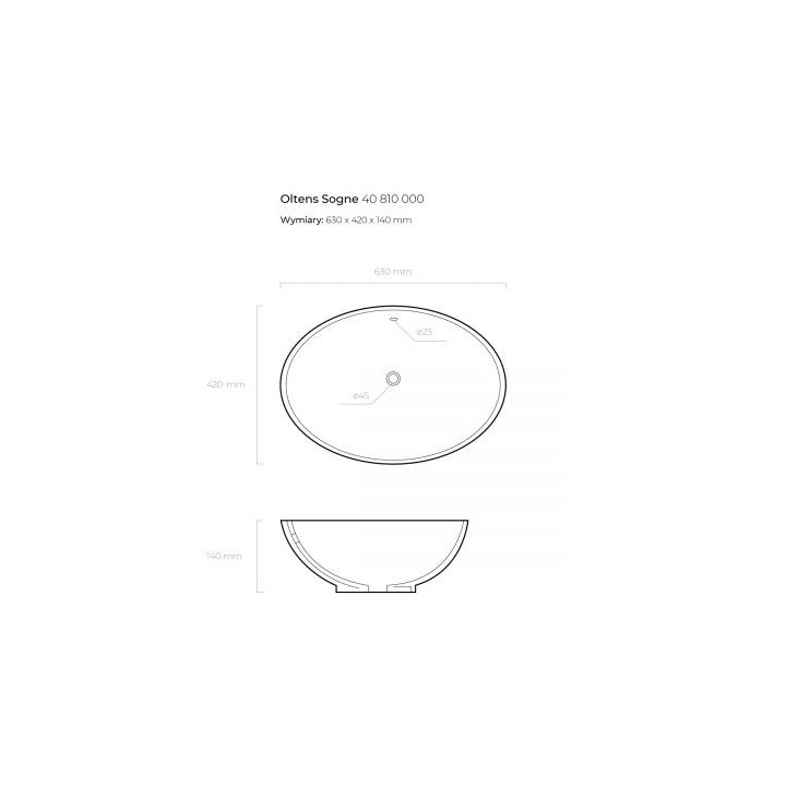 Oltens Sogne Waschtisch 63x42 cm Aufsatz oval mit Schicht SmartClean - weiß 