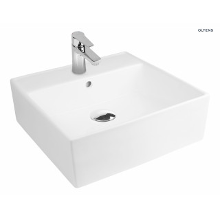 Oltens Hyls Waschtisch 47 cm Aufsatz quadratisch mit Schicht SmartClean - weiß 