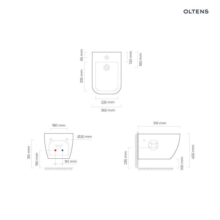Oltens Vernal Bidet hängend - weiß 