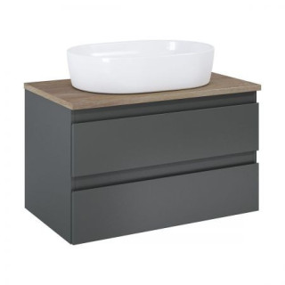 Oltens Vernal Schrank 80cm Unterbau- grafit matt mit Tisch Eiche