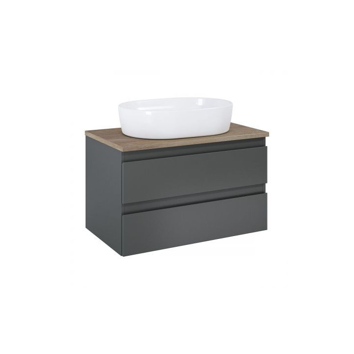 Oltens Vernal Schrank 80cm Unterbau- grafit matt mit Tisch Eiche